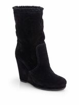 Thumbnail for your product : Prada Suede Wedge Mid-Calf Boots