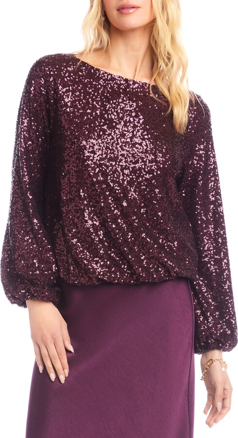 Women's Purple Sequin Tops ShopStyle