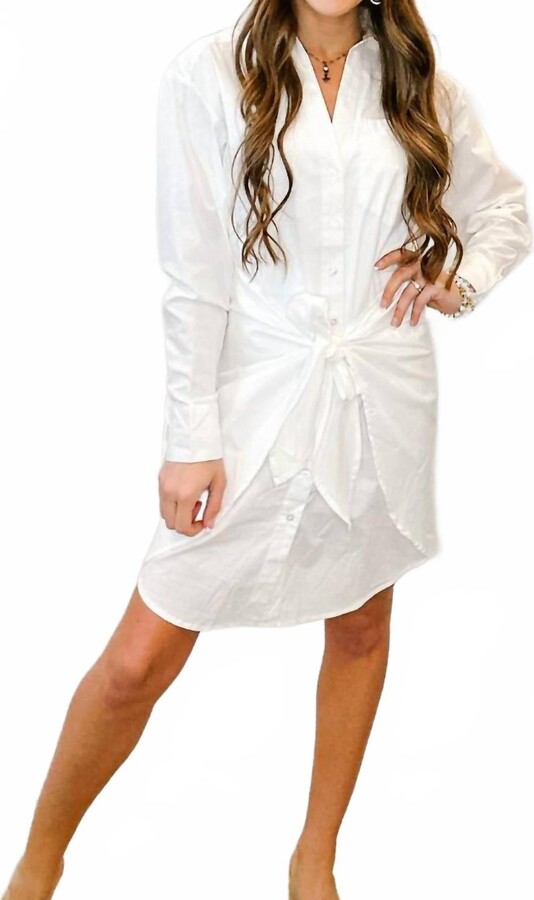 ESQUALO Women's Wrap Over Solid Poplin Dress In Off White