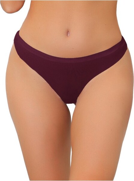 Allegra K Women's Unlined No Show Breathable Smooth Color-Block Thongs Pink  X-Large