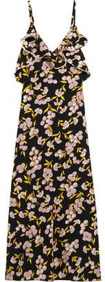 Marni Ruffled Floral-Print Silk-Satin Maxi Dress