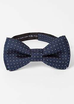 Paul Smith Men's Navy Pin-Dot Silk Bow Tie