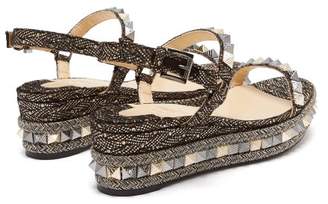 Christian Louboutin Pyraclou 60 Leather Flatform Sandals - Womens - Black Gold