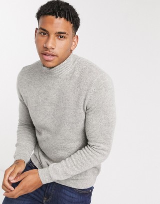 ASOS DESIGN lambswool turtleneck sweater in light gray - ShopStyle