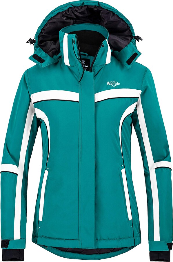 Wantdo Women's Outdoor Windproof Sports Coat Waterproof Mountain Ski Jacket  Warm Snow Coats Winter Hooded Snowboarding Jackets Turquoise M - ShopStyle
