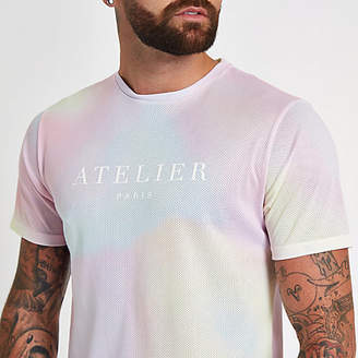 River Island Pink tie dye slim fit crew neck T-shirt