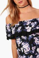 Thumbnail for your product : boohoo Milly Off The Shoulder Printed Frill Dress