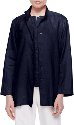 Go Silk Linen Button-Front Jacket, Plus Size