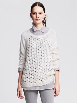 Banana Republic Perforated-Front Crew Pullover