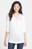 Thumbnail for your product : Vince Camuto Zip Front Mixed Media Top