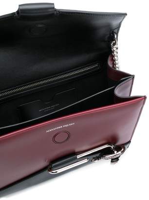 Alexander McQueen Black and burgundy Leather Satchel Bag