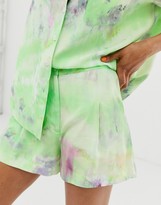 Thumbnail for your product : And other stories & tie dye high waisted shorts in green