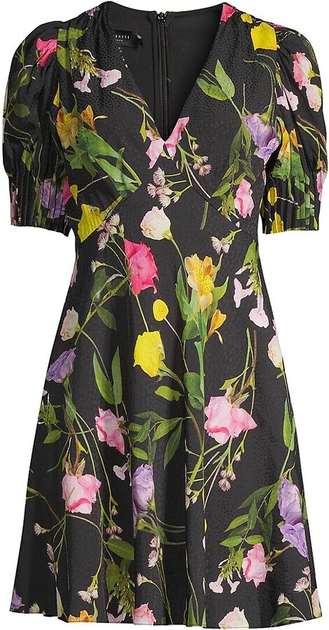 Ted Baker Opallie Floral-Printed V-Neck Minidress - ShopStyle