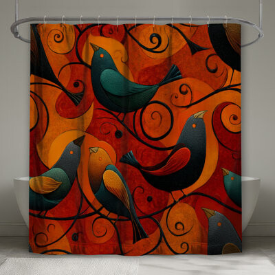East Urban Home Birds Shower Curtain - Animals Bathroom Decor Bohemian