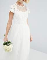 Thumbnail for your product : ASOS Bridal Lace Applique Mesh Midi Prom Dress