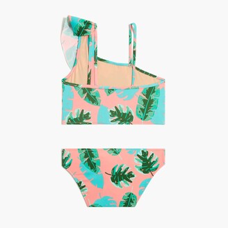 J.Crew Girls' palm-print one-shoulder ruffle bikini