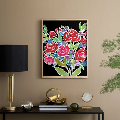 Lark Manor Floral Choir Bouquet Framed Print - Solid Wood