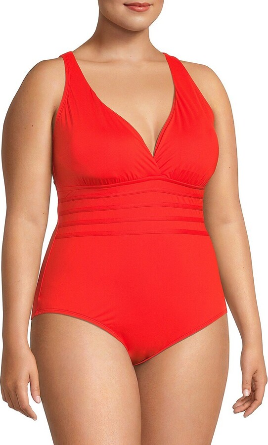 La Blanca Plus Crisscross Back OnePiece Swimsuit ShopStyle
