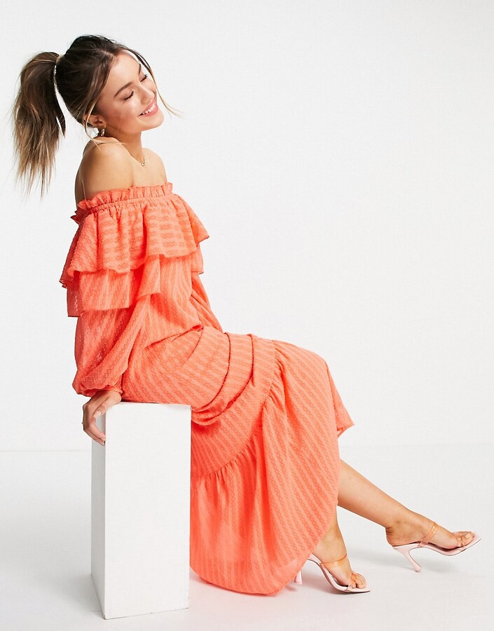 coral color maxi dress