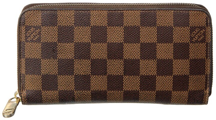Damier Ebene Zippy Leather Wallet (Authentic Pre-Owned)