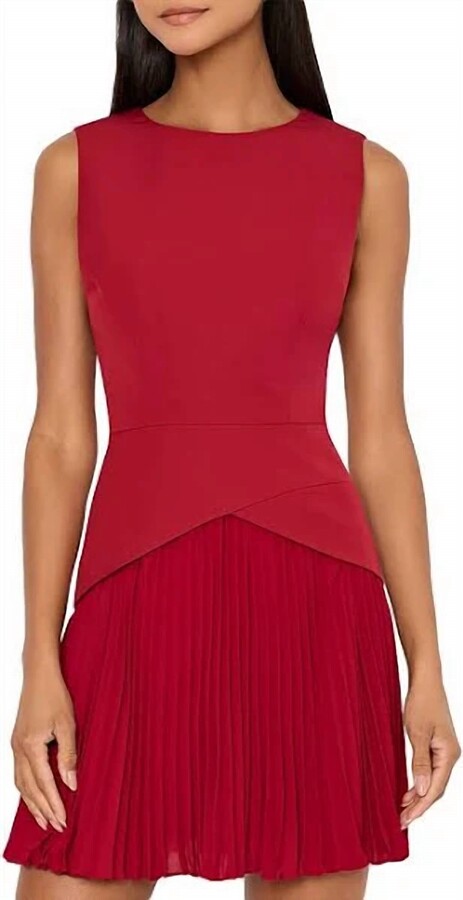 Milly Haddy Pleated Mini Dress In Wine