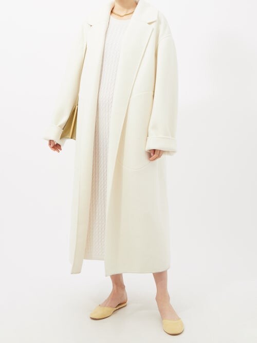 Totême Cableknit Wool Midi Dress Ivory ShopStyle