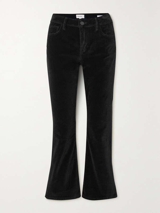 Frame Le Crop Mini Boot Velvet Bootcut Pants Black ShopStyle