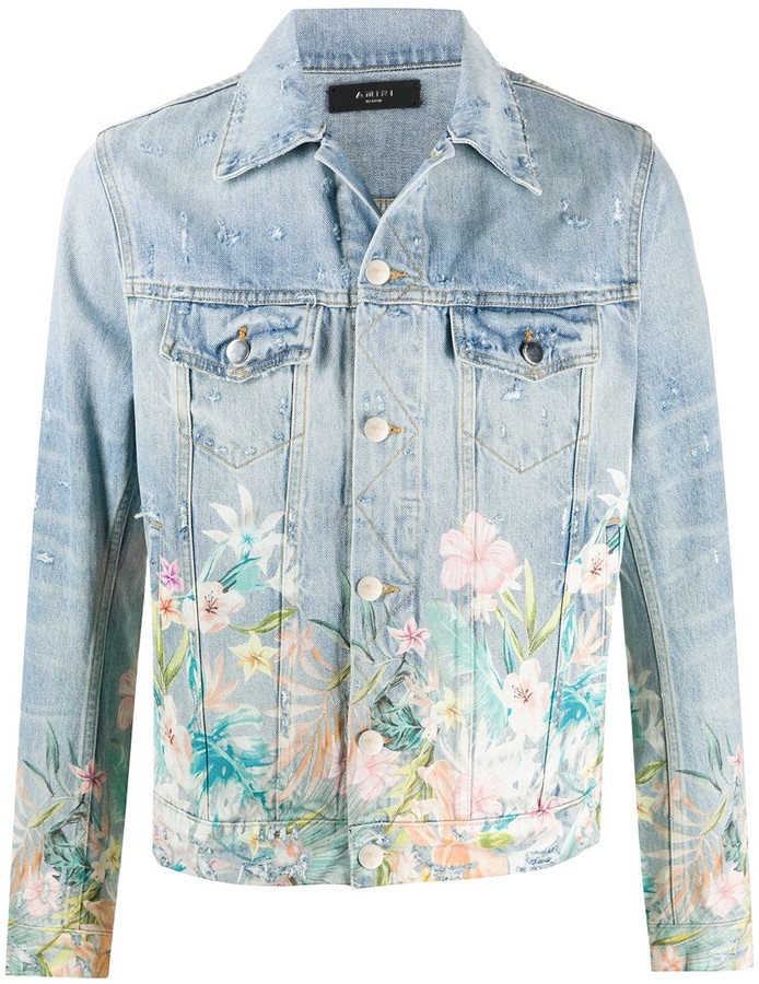 Amiri Floral-Detail Denim Jacket - ShopStyle