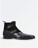 Thumbnail for your product : Magnanni Double-buckled leather and suede ankle boots