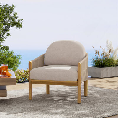 Latitude Run Outdoor Wood Club Chair, With Cushion