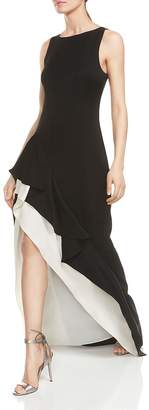 Halston Color-Block Asymmetric-Skirt Gown