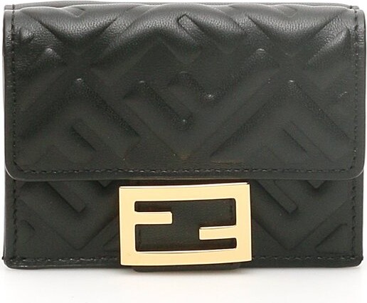 Fendi Micro Logo Embossed Trifold Wallet