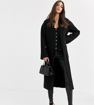 Fashion Union Tall longline wool coat with belt