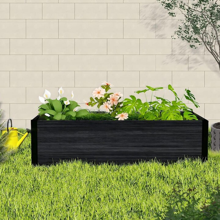 mondaria 4 ft. x 2 ft. Black Composite Lumber Raised Garden Bed-10-Year Rot and Insect Resistant, Heavy-Duty Yard Planter Box