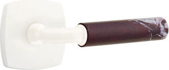 Emtek Select Passage Leverset w/ Urban Modern Rosette & T-Bar Stem, Rosso Levanto Marble Lever (CF)