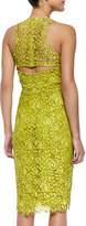 Thumbnail for your product : Lela Rose Cutout-Back Floral Lace Sheath Dress, Citrine