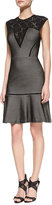 Thumbnail for your product : Tracy Reese Cap-Sleeve Lace-Yoke Bonded Mesh Dress