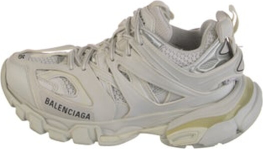 Balenciaga Track Low Top Athletic Sneakers White Mesh Round-Toes Lace-Up Closure at Uppers