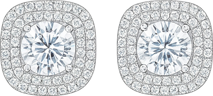 Maison De Gala Silver Radiant Round Cushion Stud Earrings
