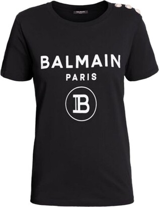Balmain Button-Detail Logo T-Shirt