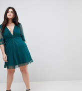 Thumbnail for your product : ASOS Curve Dobby Knot Front Lace Trim Mini Skater Dress