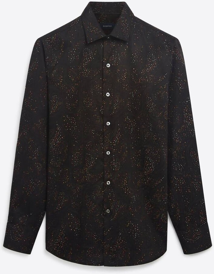 Bugatchi Uomo Men's Paisley Speckled Print Cotton Shirt In Black