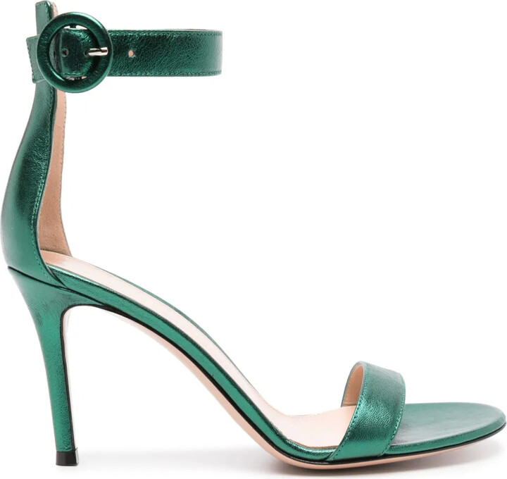 Gianvito Rossi Portofino 85mm metallic-leather sandals