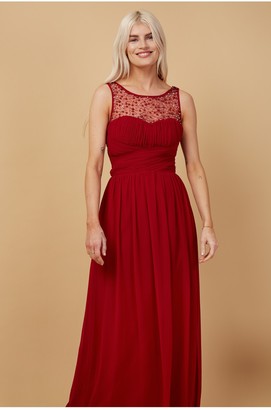 Little Mistress Bridesmaid Justice Red Embellished Maxi Dress