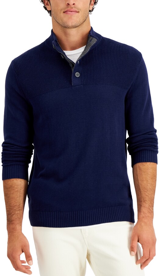 navy blue button up sweater