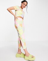 Thumbnail for your product : ASOS DESIGN short sleeve 2 in 1 midi dress in check and floral print