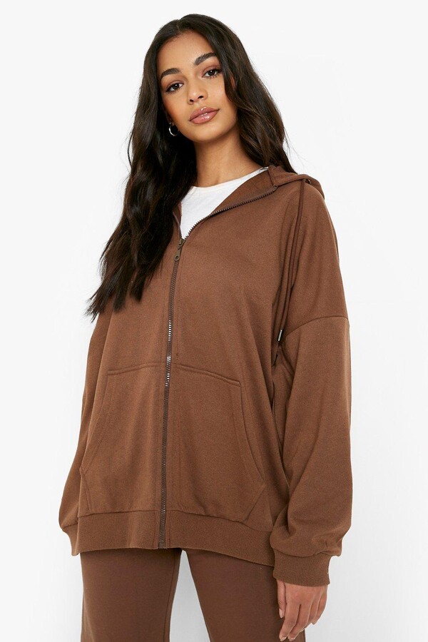 light brown zip up moletom com capuz