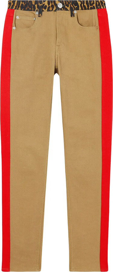 Leopard Print Detail Skinny-Fit Jeans