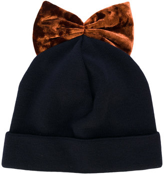 Federica Moretti bow embroidered beanie hat