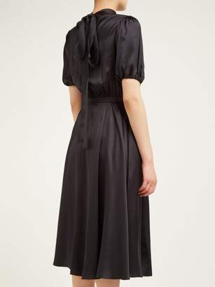 Rochas Oylanlusso High-neck Silk Bow Dress - Womens - Black